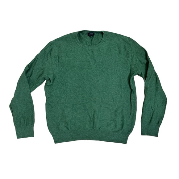 J.Crew Men’s Large Green Cotton Crewneck Sweater Pullover Garter Stitch - Picture 1 of 6